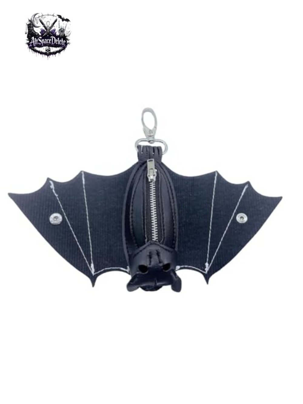 Handmade Leather Bat Coin Purse Zippered Keychain Foldable Wings